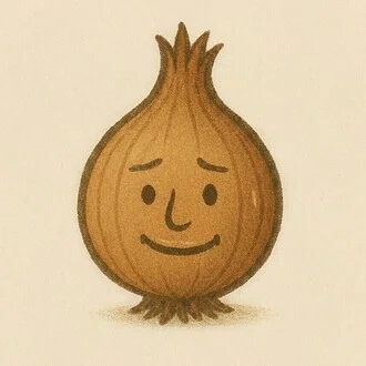 にっこり笑う、ざっきーの玉ねぎキャラクター